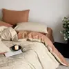 Simples e Estiloso~ Conjunto de Quatro Peças em Algodão Jacquard 100S Tingido no Fio com um Toque Vintage de Alto Padrão, Conjunto de Três Peças de Lençol de Cama e Capa de Edredom 100% Algodão