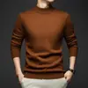 Suéter grueso 100% lana pura para hombre, nuevo de otoño e invierno 2026, camisa base cálida de estilo casual de negocios, suéter para hombre
