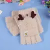 Luvas com Tampa Flip-Top Estilo Coreano Inverno para Escrever e Digitar Desenho Animado Fofo Espessadas para Homens e Mulheres Meio Dedo Exposto Estudante Tela Sensível ao Toque Teclado