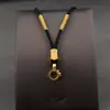 Corda de Pingente Trançada Ajustável Feita à Mão com Caractere "Fu", Bússola das Oito Tesouros, Corda de Colar com Pingente de Buda Thangka para Homens e Mulheres