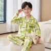 2026 Pijamas Nuevos para Niños Primavera y Otoño Algodón de Imitación Manga Larga Niños Adolescentes Niños Mayores Ropa de Casa Estilo Otoño