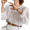 Nueva Camisa Blanca Casual Coreana Dongdaemun Simple Retro con Botones de Madera Primavera/Verano 2026