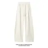 Pantalones de Chándal Pesados Estilo Americano con Corte Diagonal y Dobladillo Curvo para Hombre, Marca de Moda Otoñal, Pantalones Largos Deportivos con Caída, Pantalones Casuales de Corte Limpio