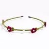 Diadema con lazo dulce y linda de estilo coreano, diadema fina con flores de perlas flocadas, accesorios para el cabello para presionar el cabello