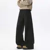Calça cargo cáqui desconstruída para homens, marca trendy estilo americano de primavera, corte solto, calça longa casual versátil de perna reta larga