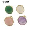 WT-R516 Gema de Cristal Natural Piedra Octágono Chapado en Oro de 18k Clásico Unisex Usable Anillo Abierto