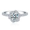Anel de Diamante Moissanita de 1 Quilate para Mulheres Prata Esterlina 925 Diamante Completo Anel Camélia Venda Quente Transmissão ao Vivo Douyin Fornecimento Atacado de Joias