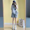 Shorts jeans feminino de Tencel, comprimento médio, cintura alta elástica, perna larga solta, fresco e macio, shorts casuais que afinam para o verão