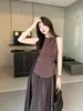 Xiu Xixi 2026 Verano Nuevo Estilo Elegante Ceñidor de Cintura Color Sólido Modal Sin Mangas Chaleco Top Blusa para Mujer 89862
