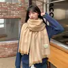 Cachecol de Cashmere Espesso Xadrez Bigodes Curtos Feminino Outono e Inverno Estilo Japonês Fofo ins Estilo Coreano Versátil Fashionável para Estudantes