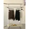 MZI STUDIO Chegada Nova Outono Início Estilo Coreano Transparente Fluido Renda Patchwork Camadas Cintura Elástica Saia A10297