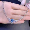 Colar de Topázio Azul London Puro Natural Azul London Super Profundo 7*9mm Prata 925 Acabamento Fino