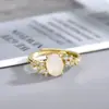 Novo Anel de Gelo Jade Branco Natural Tendência Influenciador Ao Vivo Mais Vendido Pedra Preciosa Anel de Diamante Ajustável Luxuoso Elegante Nobre Feminino