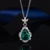 Colgante de Esmeralda Cultivada con Forma de Gota de Agua Transfronterizo con Cadena para Clavícula con Piedras Preciosas de Colores Colgante Retro Europeo y Americano Elegante Regalo para Madre 2025