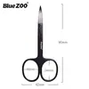 Bluezoo Tijeras de Punta Negra de Cabeza Redonda para Vello Nasal y Cejas 9cm Vello Facial Barba Acero Inoxidable Tijeras de Belleza