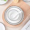 Jingdezhen Cerâmica Conjunto de Tigelas e Pratos Domésticos Tigela e Prato Simples Combinação Louça Cor Sob Esmalte de Luxo Leve Tigela de Arroz Tigela de Sopa Prato