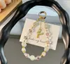 Cadena para Teléfono Móvil de Cuentas de Cristal de Gama Alta, Mariposa de Aleación, Pequeña Fragancia con Cuentas, Colgante de Lámina de Oro, Llavero, Cadena para Muñeca, Versátil