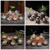 Creative cerâmica pequeno vaso hidropônico flor imitação de pedra mini grés pequena flor Zen home desktop ornaments