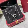 Collar de Cadena Gruesa para Uñas para Mujer, Doble Anillo Chapado en Oro Rosa de 18K, Collar de Disco Completo de Diamante, Cadena para Clavícula, Regalo para Novia