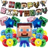Suministros de Fiesta Temática de Minecraft Banner de Guerra de Píxeles Globos Adorno para Pastel Set de Decoración