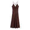 Aliexpress Comercio Exterior Transfronterizo Ropa de Mujer Europea y Americana 2025 Verano Nuevo Vestido Midi con Tirantes Drapeado de Moda para Mujer