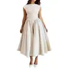Comércio exterior europeu e americano nova coleção verão 2026 moda feminina: vestido elegante e sofisticado de cor sólida, sem mangas, decote nas costas, justo, estilo francês