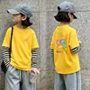 Nueva Camiseta de Manga Larga Rayada para Niñas Primavera y Otoño 2026 Ropa Interior Básica para Niños Top para Niñas Talla Mediana y Grande Top Estampado para Niños