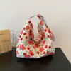 Bolsa de Tecido Floral para Mulheres 2025 Nova Bolsa de Ombro Florada Coreana Bolsa Transversal Grande Capacidade Bolsa Casual para Meninas