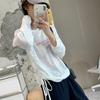 Top Transpirable Ultra Fino de Tencel con Letras Simples Protección Solar para Mujer Verano Delgado de Lyocell Cordón Holgado Camiseta de Manga Larga