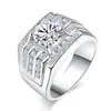 Anillo de negocios de tres filas de Piedra Diamante transfronterizo de comercio electrónico, anillo para hombre dominante de diamantes completos de gran venta, anillo de diamante moissanita para jefe