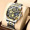 Relógio masculino Tuhao dourado à prova d'água calendário luminoso maré comércio exterior transfronteiriço Diamante pele de camarão treme fast hand primeira geração de cabelo