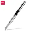 Deli 2053 oficina carcasa metálica aleación de acero cuchillo artístico pequeño 9mm cortador de papel cuchillo artístico para película de coche