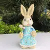 [conejo de paja de 25 cm] Adornos artesanales decorativos de Pascua decoración retro para el hogar estilo pastoral