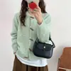 Cardigan de Punto Retro Estilo Coreano Holgado con Botones de Cuerno Suave Suéter Casual de Manga Larga Chaqueta