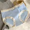 Pantis sin costuras de encaje jacquard para mujer, entrepierna de algodón puro, de cintura media, sexys, transpirables, de secado rápido, bragas tipo triángulo para chica joven al por mayor