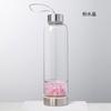 Vaso de Agua Energético de Grava de Cristal Natural Tapa de Acero Inoxidable 304 Botella de Agua con Partición de Boca Pequeña Vidrio para Spa Transfronterizo