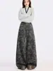 Jeans Wide Leg Camuflado Streetwear Retro Plus Size Feminino 2026 Cintura Alta Solto Emagrecedor Reto Calças Casuais