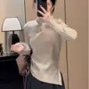 Top de Manga Larga con Cordón de Terciopelo Alemán de Doble Cara Talla Plus para Mujer para Otoño e Invierno, Nuevo Ajuste Delgado, Favorecedor y que Disimula la Figura, Capa Base