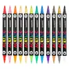 Pluma de arte para uñas de doble punta y doble color, juego de 24 colores, secado rápido, impermeable, pluma para pintar color de uñas y dibujar líneas, se puede aplicar en capas para grafiti