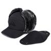 Outono e inverno meia-idade e idosos Lei Feng Cap masculino forrado de lã quente Pullover Cap engrossado estilo coreano Lazer Mountain Ear Protectors Cap à prova de frio