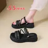 Sandalias de Moda Estilo Hada con Tiras Cruzadas y Punta Abierta para Mujer Verano 2026 Nuevas Sandalias de Doble Uso con Plataforma para Aumentar la Altura para Combinar con Vestidos Zapatos de Playa