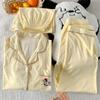 Pijama para Mujer Verano Delgado Manga Corta Traje de Tres Piezas Cuadros Dibujos Animados Dachshund Ropa de Casa Toma Real Venta al por Mayor