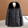 Chaqueta de Piel para Mujer con Cuello de Piel, Sencilla y Holgada de Doble Botonadura, Bolsillos Calientes, Corte Tridimensional, Engrosada, Cuidado de la Salud y Fácil de Usar