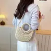 Bolso tejido floral transfronterizo modelo nuevo 2026 bolso de hombro para vacaciones en la playa cesta de paja de mano para mujer