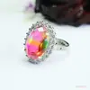 Anillo de Cristal con Degradado Arcoíris Ai Yu Anillo de Dedo Ajustable Artículo Popular Transfronterizo de Transmisión en Vivo Europeo y Americano Venta al por Mayor S5022317
