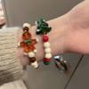 Uma árvore de Natal ~ pulseira de contas de boneco de neve em cores contrastantes feminina 2023 nova pulseira celebridade da internet amigas pulseira fofa