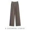 Pantalones de Pierna Ancha para Mujer de Cachemira con Cordón, Pantalones de Pierna Recta, Ropa Exterior de Moda, Diseño de Pantalones de Alta Elasticidad para Mujer, Otoño e Invierno