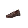 Piel de vaca texturizada Ropa de trabajo básica Hecho a mano Zapatos pequeños de cuero Otoño 2023 Tacón medio grueso Punta cuadrada Mocasines 41 Talla grande Flats para mujer