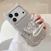 Nueva funda con espejo de soporte de corazón de diamante con orejas de gato adecuada para funda de teléfono Apple 17 Pro Max iPhone 16 Pro
