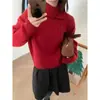 Novo Suéter 100% Lã 2025 Feminino Gola Tricô Estilo Preguiçoso Solto Jaqueta Suéter Base Tricotada de Caxemira